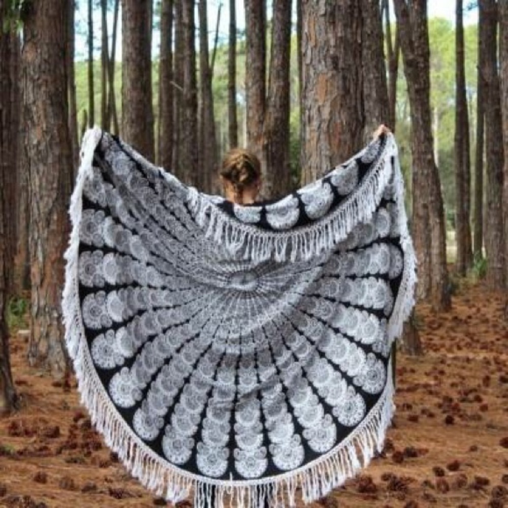 Multi color large round mandala beach blanket